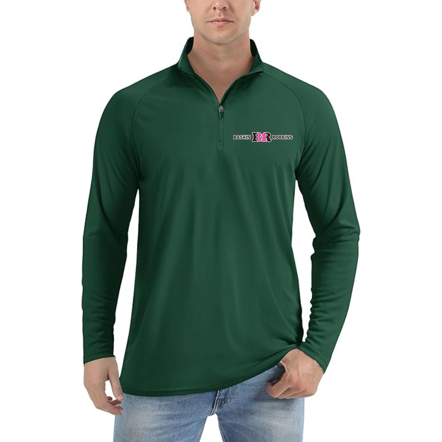 Men's  Baskin-Rоbbins Lightweight Quarter-Zip Athletic Shirt Long Sleeve